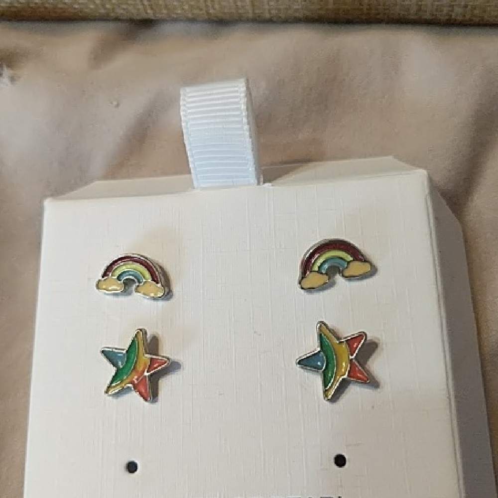 Colorful Rainbow and Star Earrings for Kids